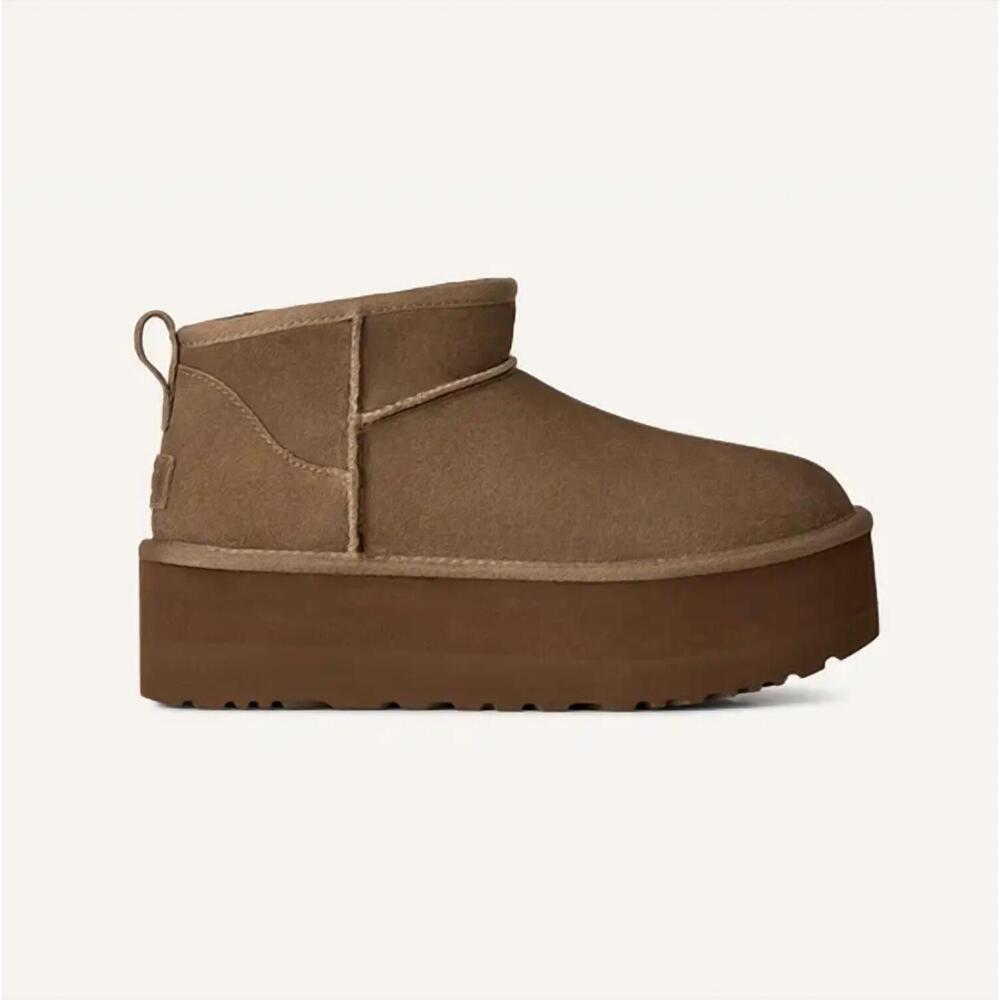 NEW UGG women's classic ultra mini platform shoes in light bronze